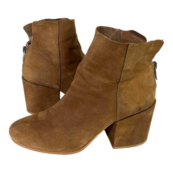 Lucky Brand Tan Ravynn Chunky Heel Zip Up Ankle Bootie Size 8 1/2 - Picture 7 of 10